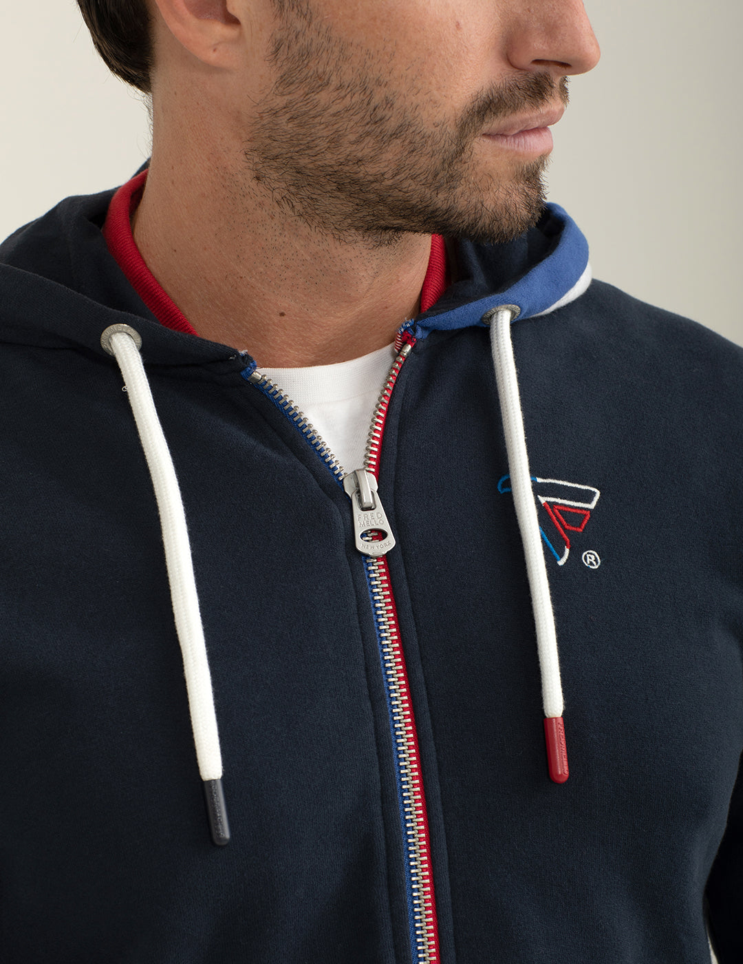 Felpa full-zip con cappuccio a manica lunga uomo blue fm24w23fz cc-a0601 Felpa full-zip con cappuccio a manica lunga