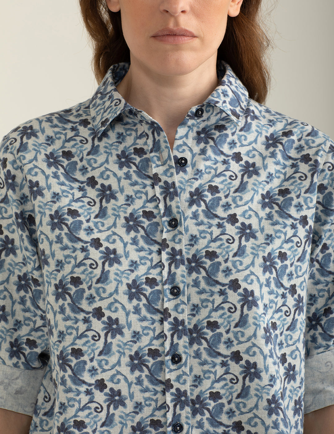 Camicia in flanella stampata all-over donna blue fw24w05cs cc-a0601 Camicia in flanella stampata all-over