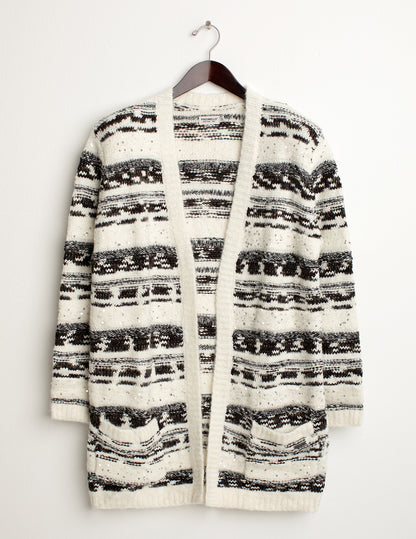 Cardigan con fantasia a righe effetto sale e pepe