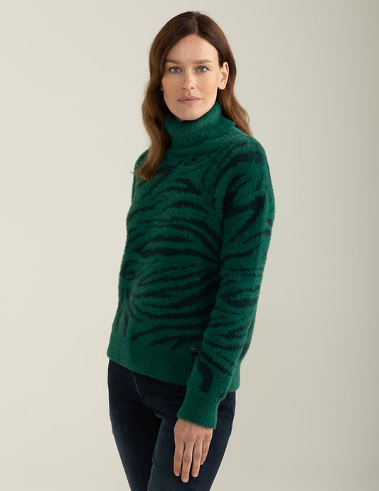 Maglia dolcevita con fantasia jacquard animalier - back - 002