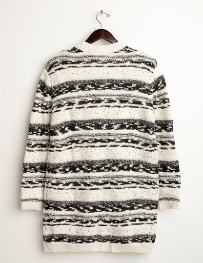 Cardigan con fantasia a righe effetto sale e pepe