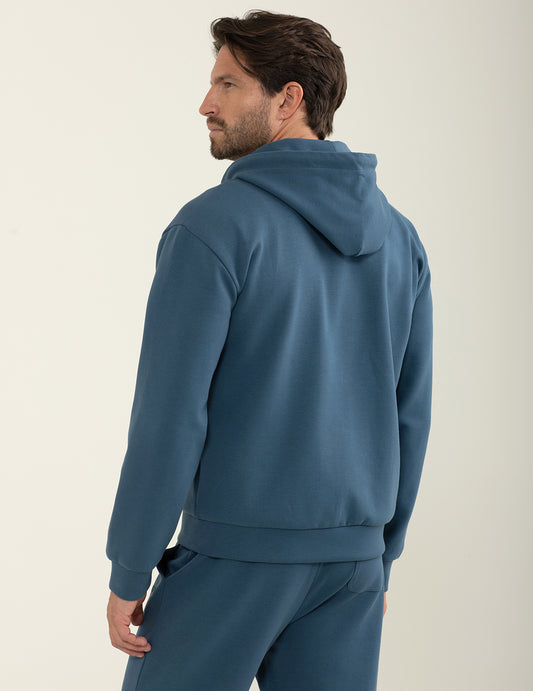Felpa in interlock full-zip con cappuccio - back - 002