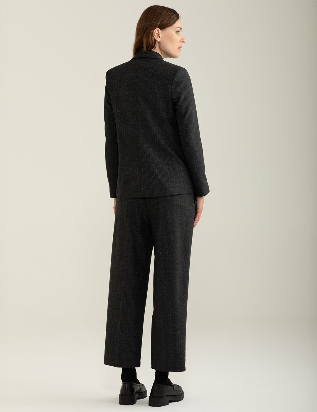 Pantalone in tessuto gessato lurex donna dark gray melange fw24w31pt cc-a0904 Pantalone in tessuto gessato lurex