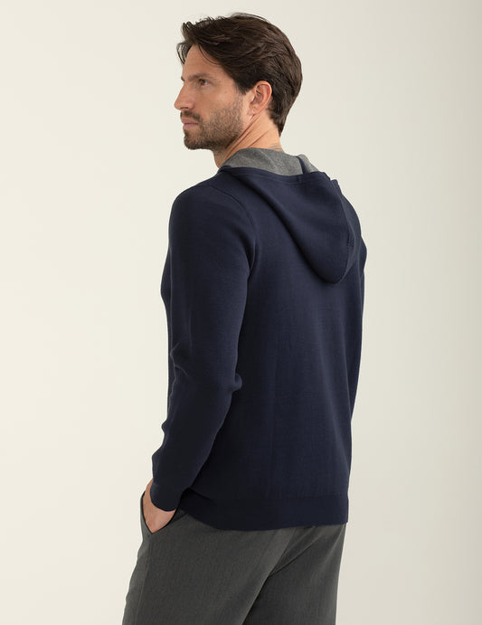 Maglia full zip vanisé con cappuccio - back - 002