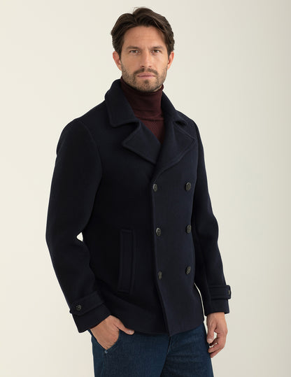 Cappotto doppiopetto in tessuto accoppiato