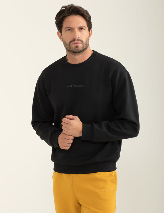 Felpa in interlock girocollo uomo black fm24w27fg cc-a0951