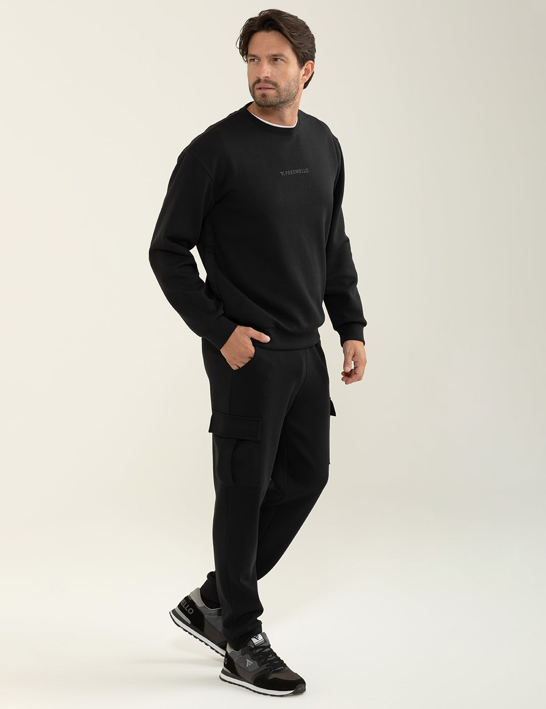 Felpa in interlock girocollo uomo black fm24w27fg cc-a0951 Felpa in interlock girocollo