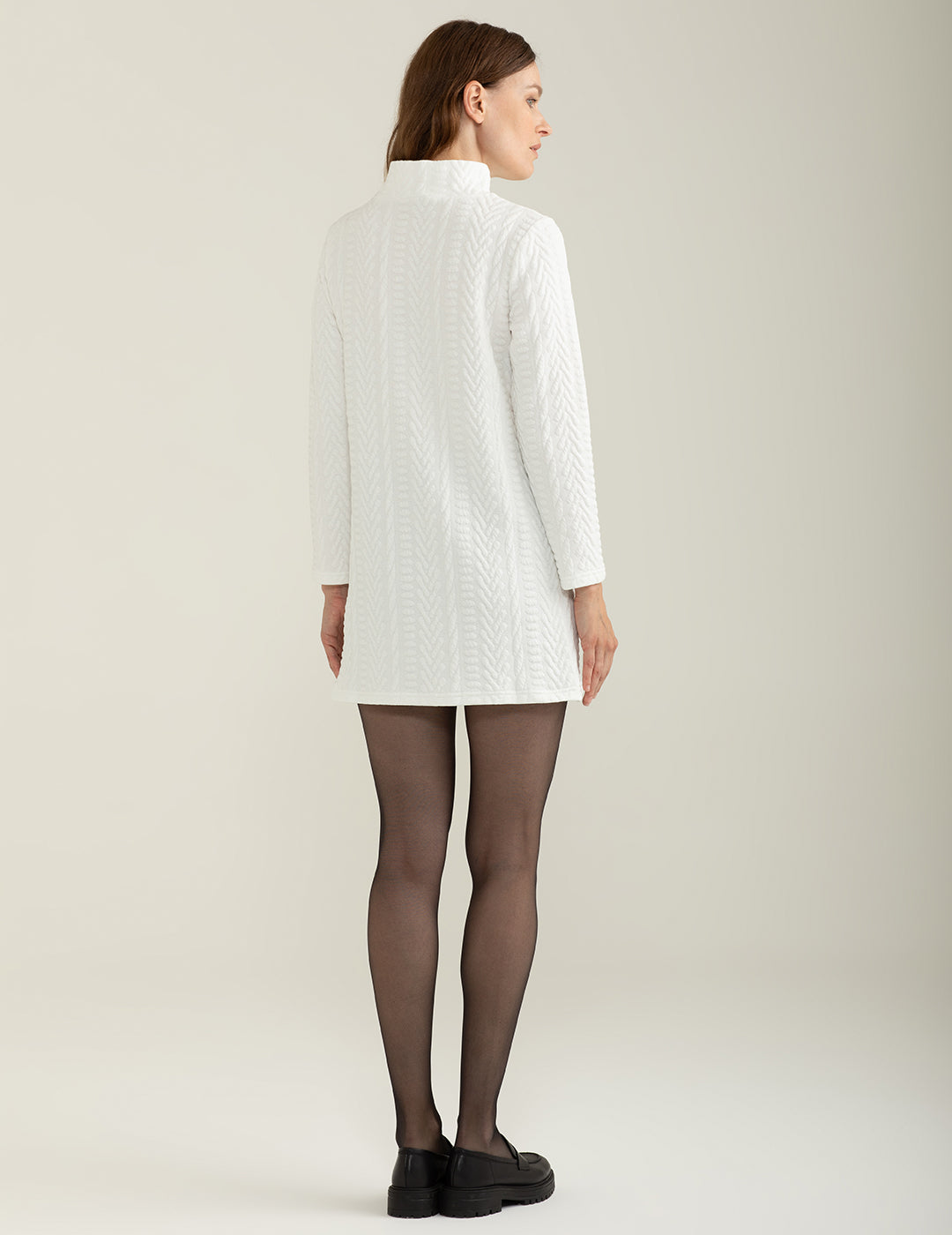 Abito in felpa con collo a lupetto donna off white fw24w03af cc-a0002 Abito in felpa con collo a lupetto