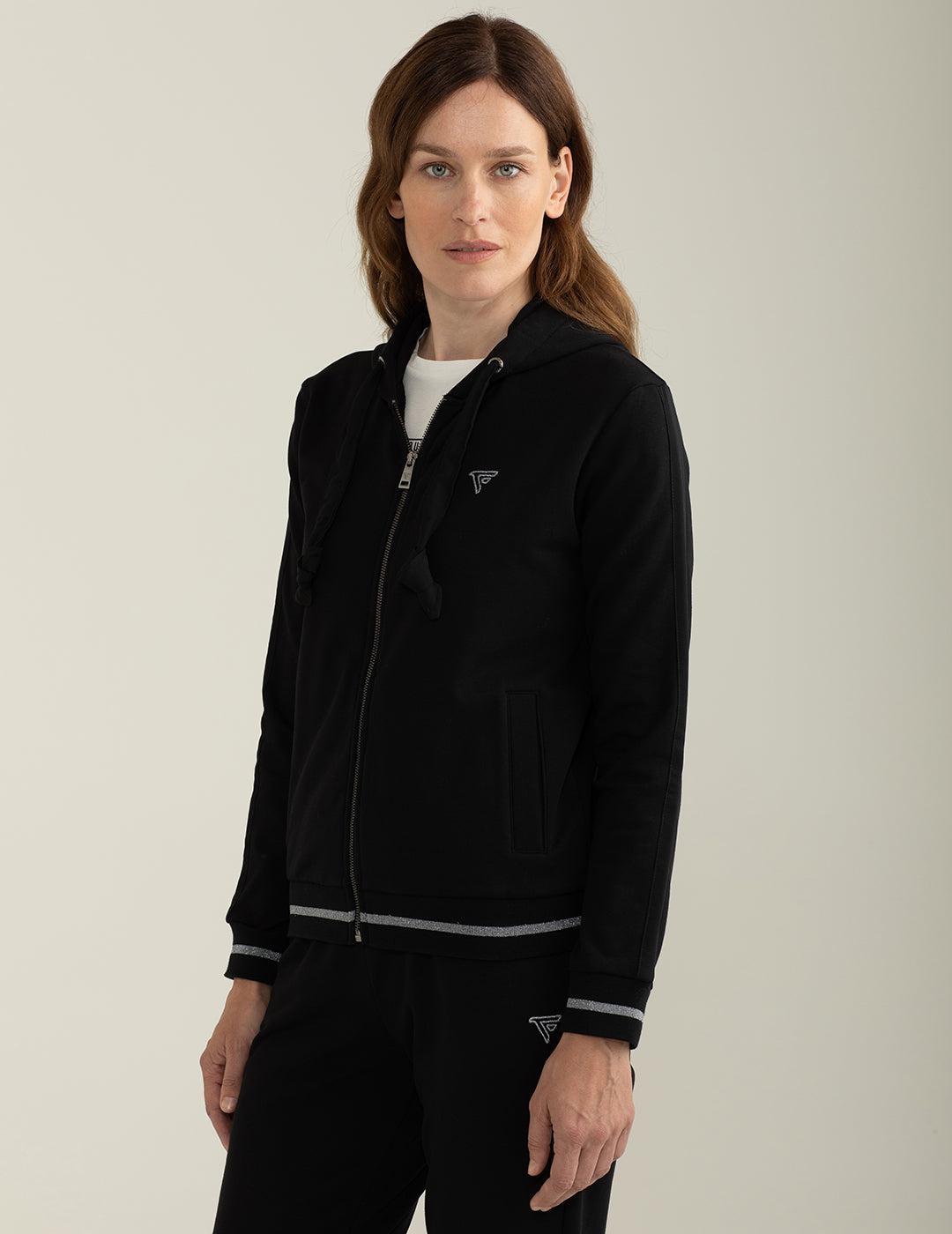 Felpa a manica lunga bi-strech donna black fw24w31fz cc-a0951 Felpa a manica lunga bi-strech
