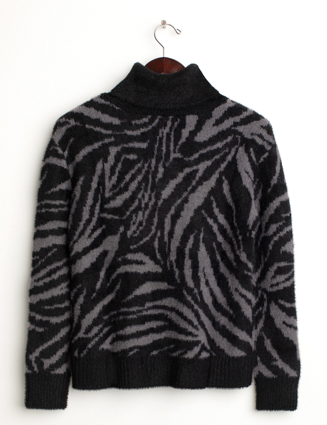 Maglia dolcevita con fantasia jacquard animalier donna black fw24w26md cc-a0951 Maglia dolcevita con fantasia jacquard animalier