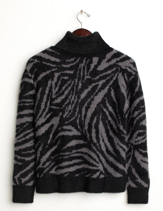Maglia dolcevita con fantasia jacquard animalier - back - 002