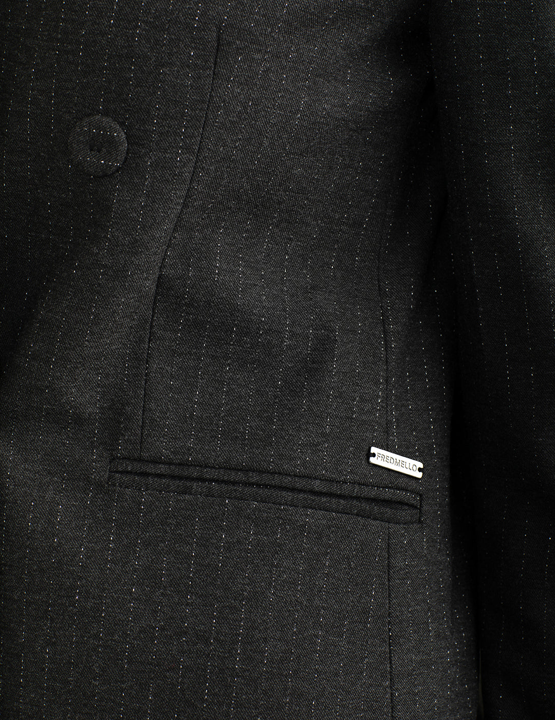 Blazer doppiopetto in tessuto gessato donna dark gray melange fw24w03bt cc-a0904 Blazer doppiopetto in tessuto gessato