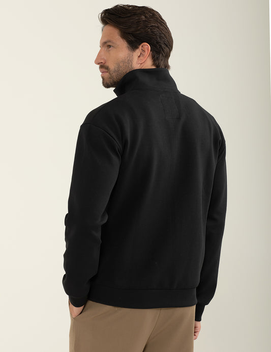 Felpa interlock full-zip con collo alto - back - 002
