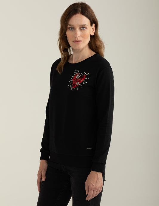 Felpa girocollo realizzata in bi-stretch donna black fw24w36fg cc-a0951