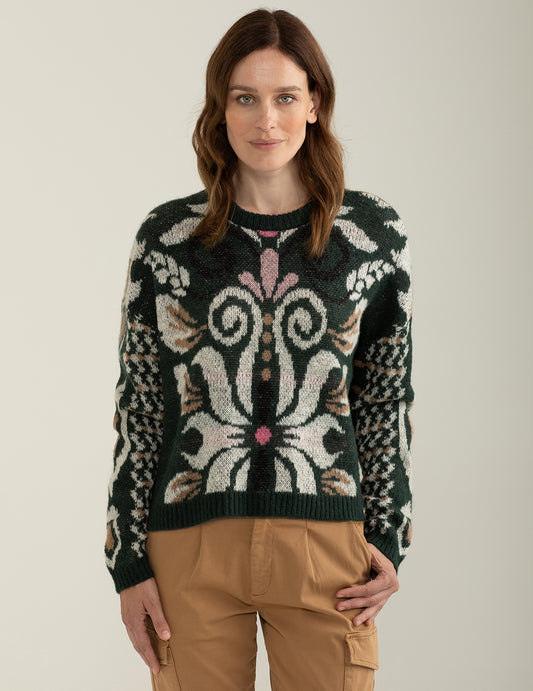Maglia girocollo a manica lunga donna green fw24w05mg cc-a0801