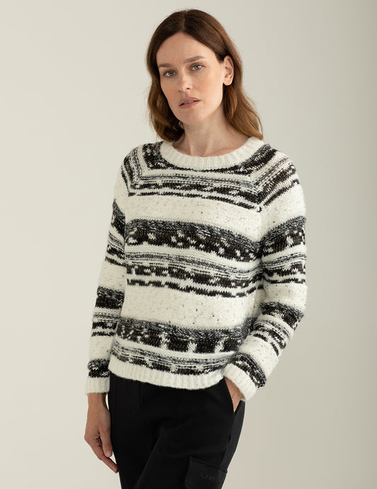 Maglia con fantasia a righe effetto sale e pepe - back - 002