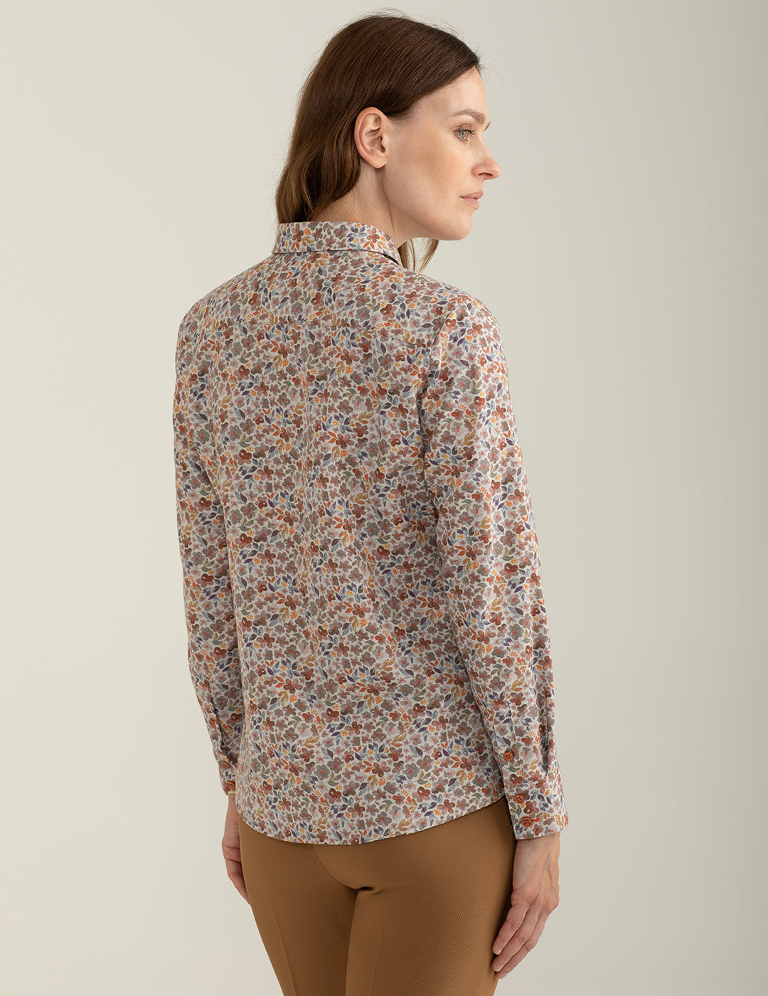 Camicia in flanella stampata all-over donna beige fw24w03cs cc-a0101 Camicia in flanella stampata all-over