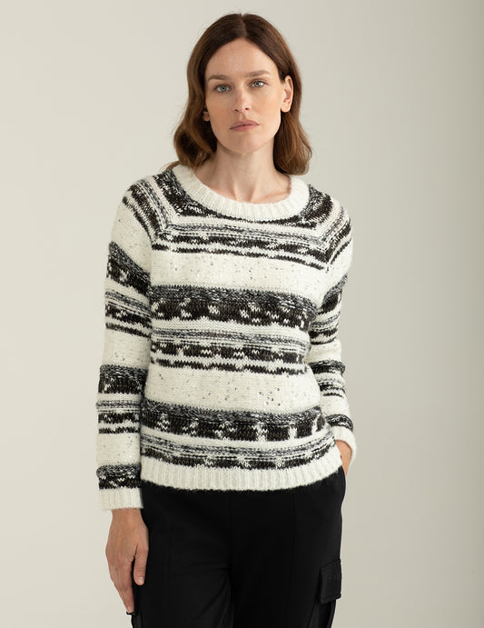 Maglia con fantasia a righe effetto sale e pepe donna off white fw24w31mg cc-a0002