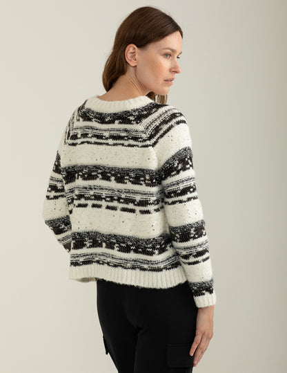 Maglia con fantasia a righe effetto sale e pepe