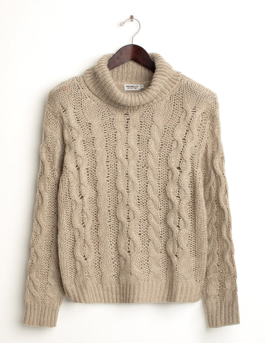 Long sleeve turtleneck sweater woman beige fw24w39md cc-a0101 Long sleeve turtleneck sweater