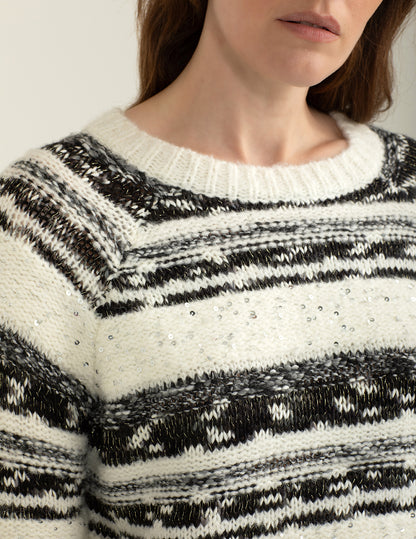 Maglia con fantasia a righe effetto sale e pepe