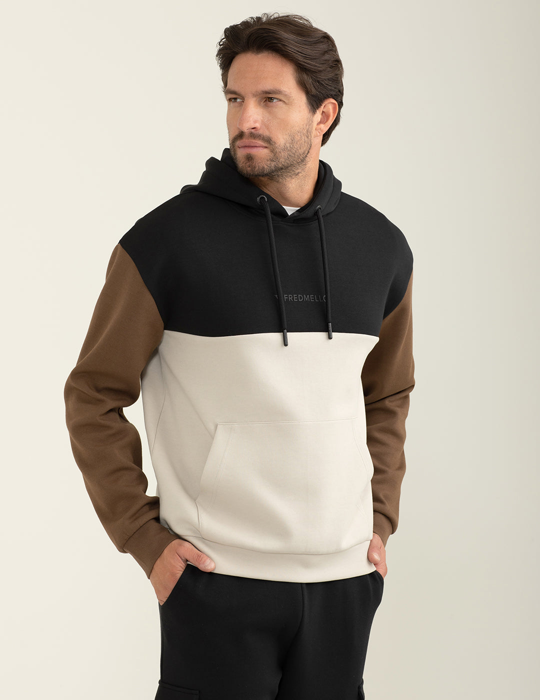 Felpa in interlock con cappuccio uomo black fm24w28fc cc-a0951 Felpa in interlock con cappuccio