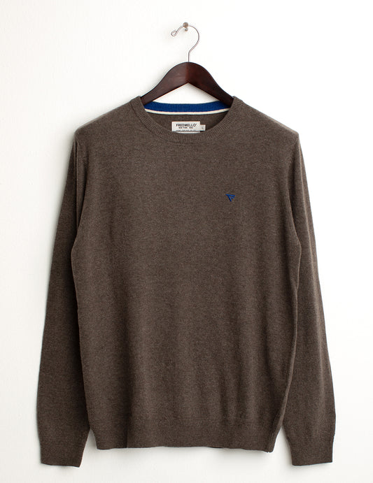 Maglia girocollo a maniche lunghe uomo mud melange fm24w31mg cc-a0108