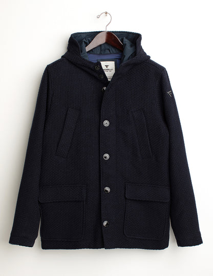 Cappotto in tessuto armaturato con cappuccio