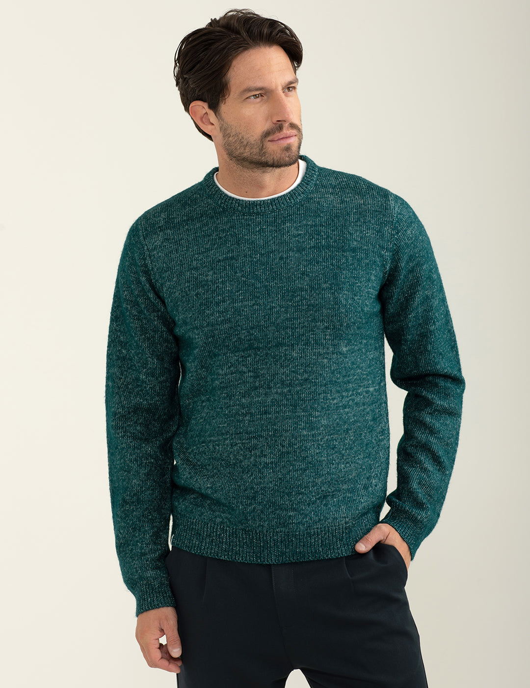 Maglia girocollo a maniche lunghe uomo petrol fm24w26mg cc-a0810 Maglia girocollo a maniche lunghe