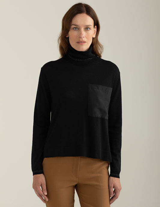 Maglia dolcevita a manica lunga donna black fw24w03md cc-a0951