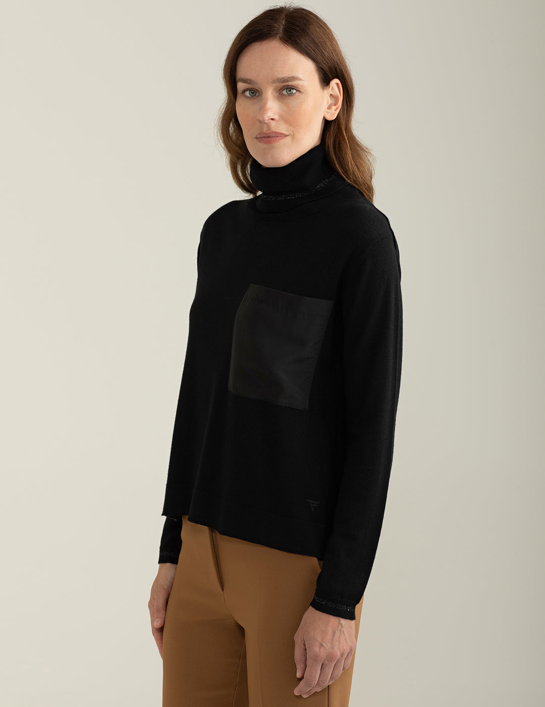Maglia dolcevita a manica lunga donna black fw24w03md cc-a0951 Maglia dolcevita a manica lunga