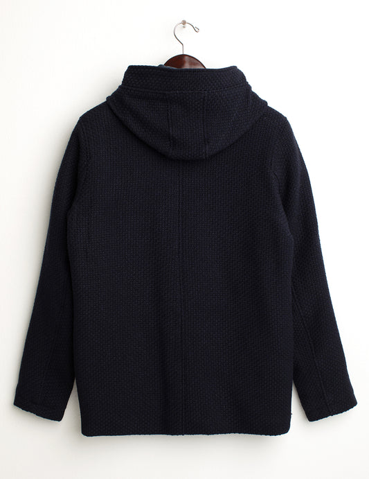 Cappotto in tessuto armaturato con cappuccio - back - 002