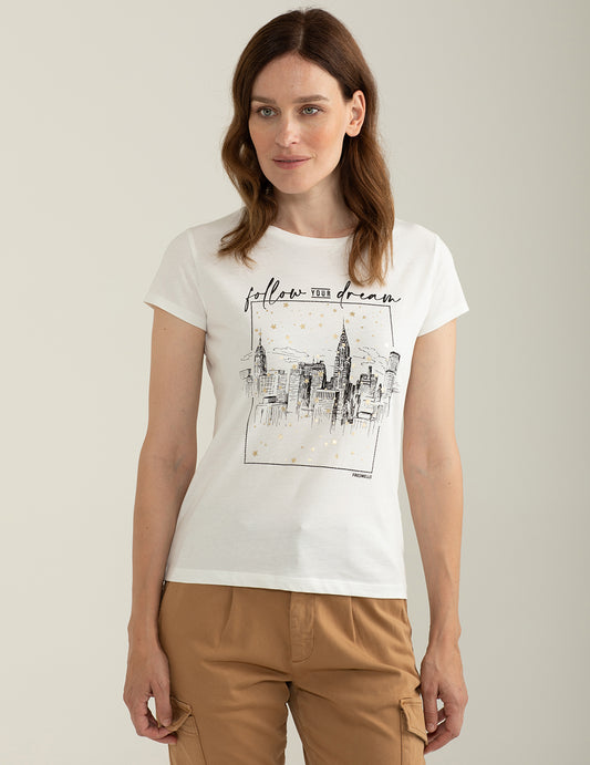 T-shirt girocollo a manica corta donna off white fw24w05tg cc-a0002