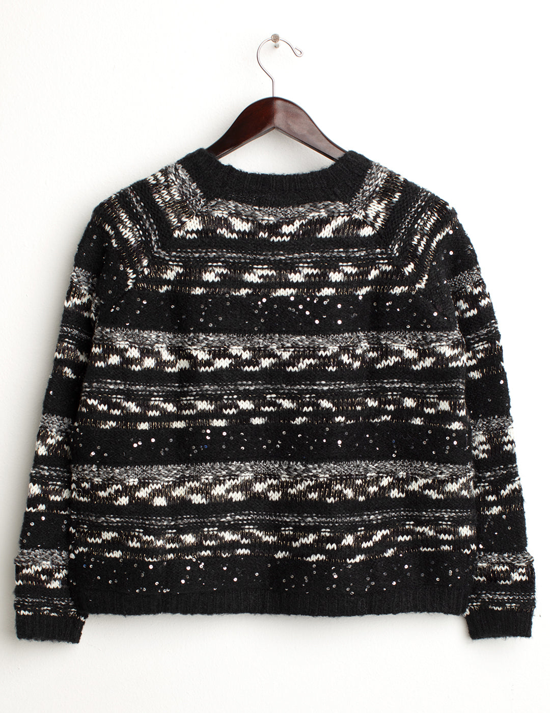 Maglia con fantasia a righe effetto sale e pepe donna black fw24w31mg cc-a0951 Maglia con fantasia a righe effetto sale e pepe