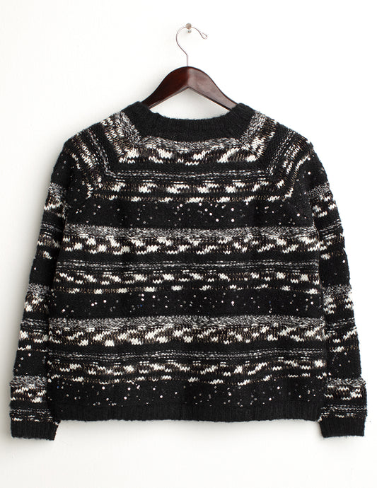 Maglia con fantasia a righe effetto sale e pepe - back - 002