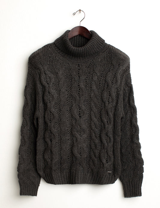 Long sleeve turtleneck sweater woman dark gray fw24w39md cc-a0903 Long sleeve turtleneck sweater