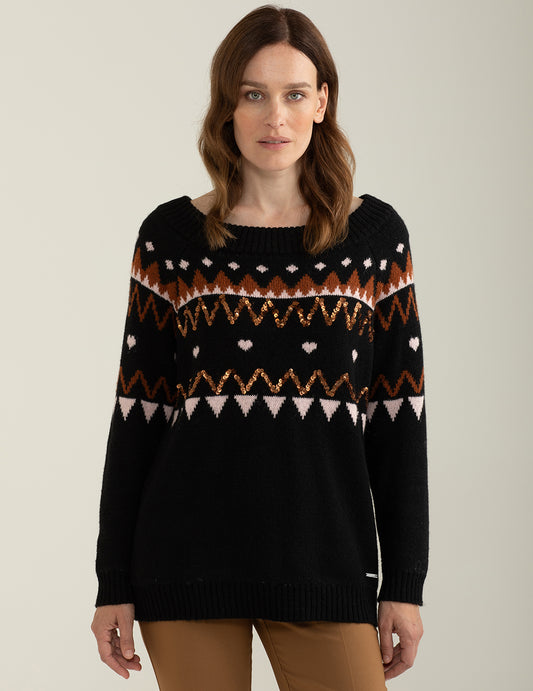 Maglia girocollo a manica lunga donna black fw24w06mg cc-a0951