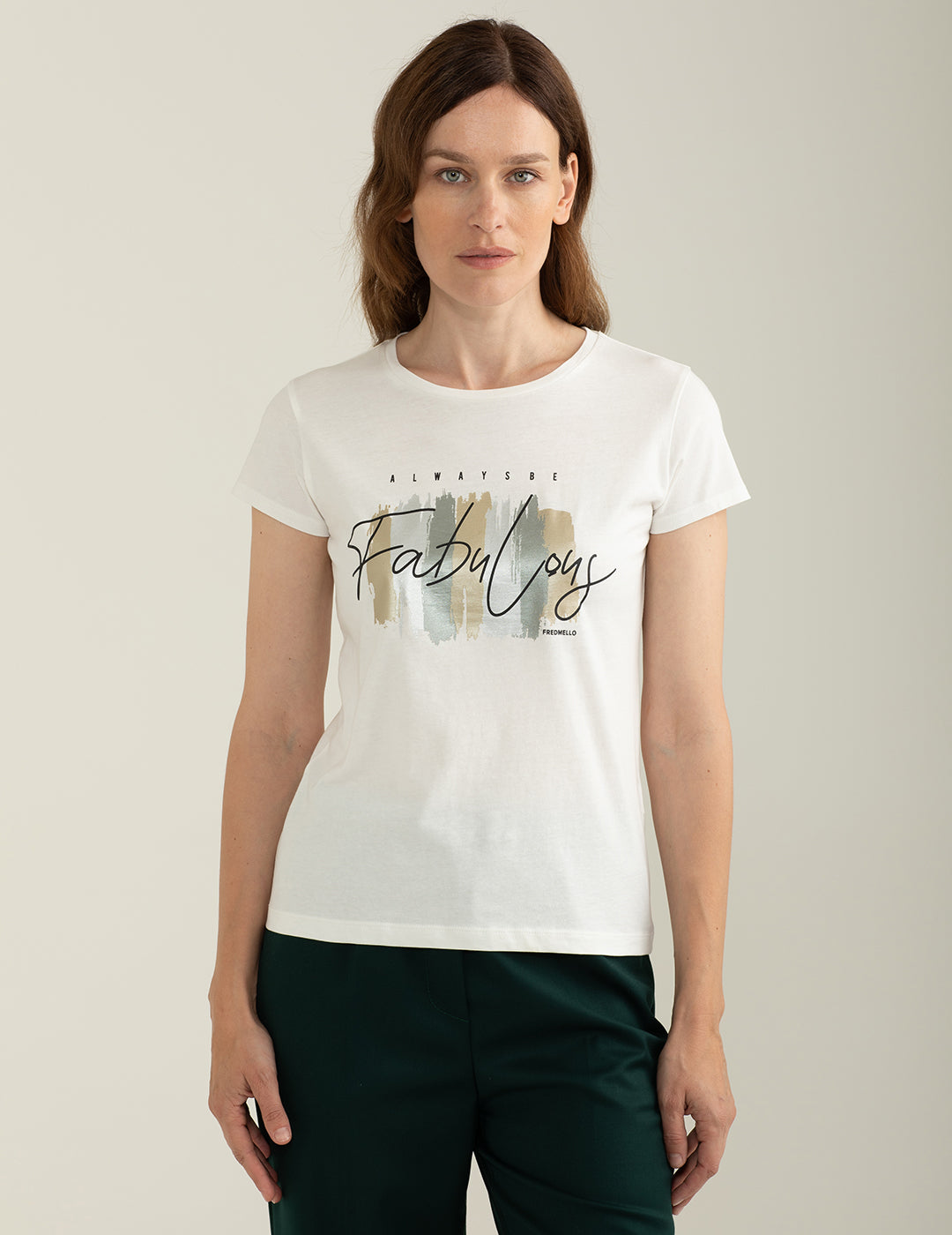 T-shirt girocollo in morbido jersey di cotone donna off white fw24w03tg cc-a0002 T-shirt girocollo in morbido jersey di cotone