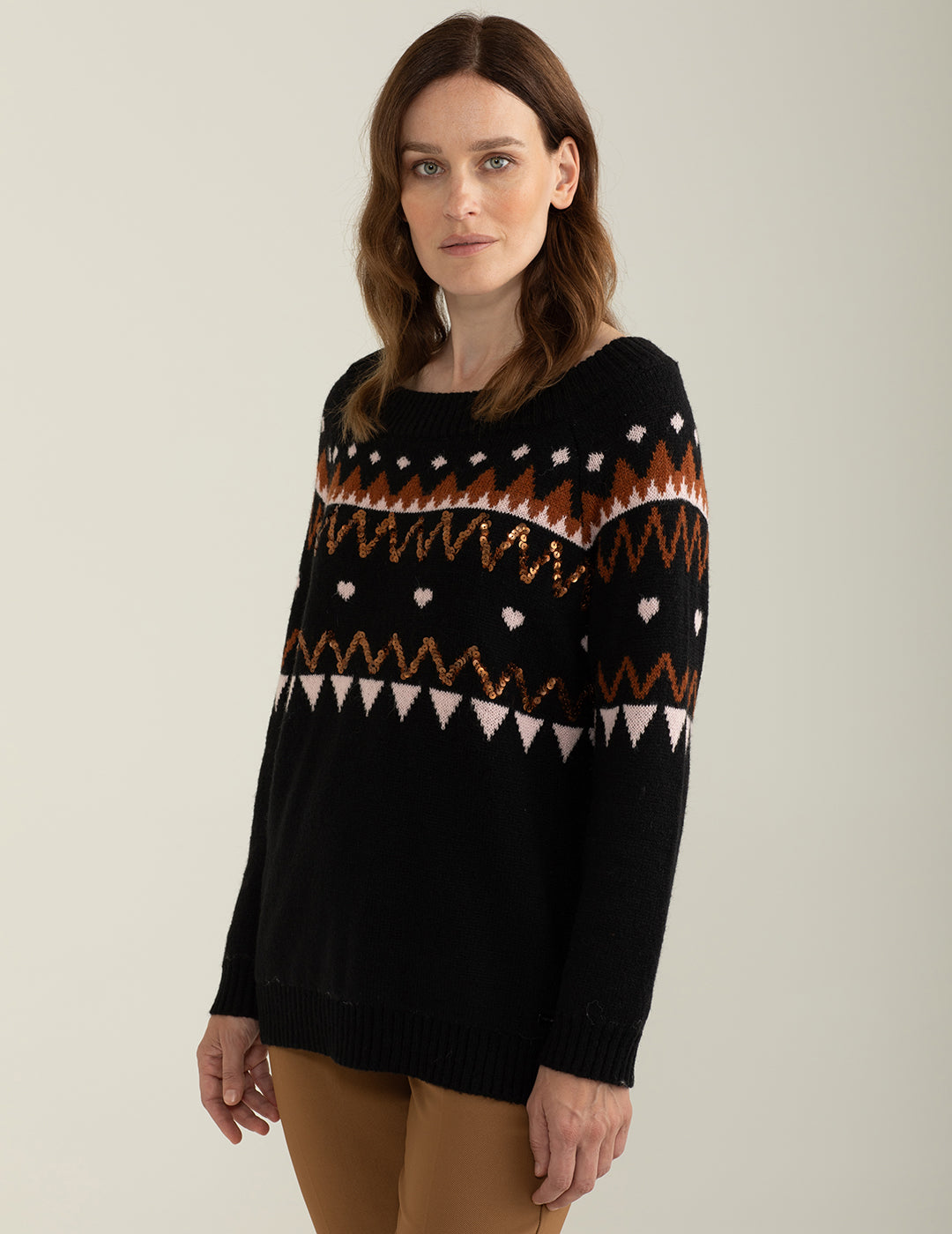 Maglia girocollo a manica lunga donna black fw24w06mg cc-a0951 Maglia girocollo a manica lunga
