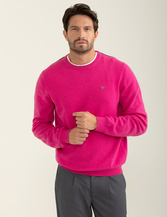 Maglia girocollo a maniche lunghe uomo fucsia fm24w31mg cc-a0408