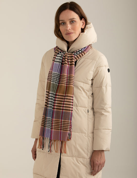 Dyed-thread pashmina with check pattern woman red fw24w01zs cc-a0301 Dyed-thread pashmina with check pattern