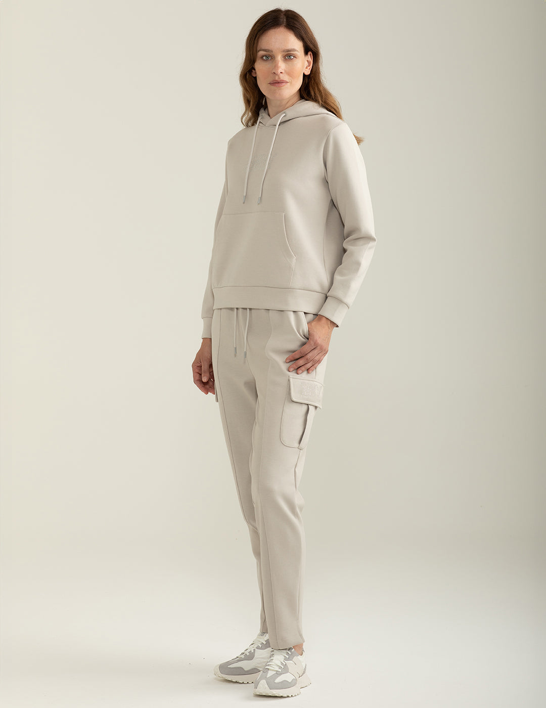 Pantalone in felpa interlock tasconato donna ice fw24w04pf cc-a0005 Pantalone in felpa interlock tasconato