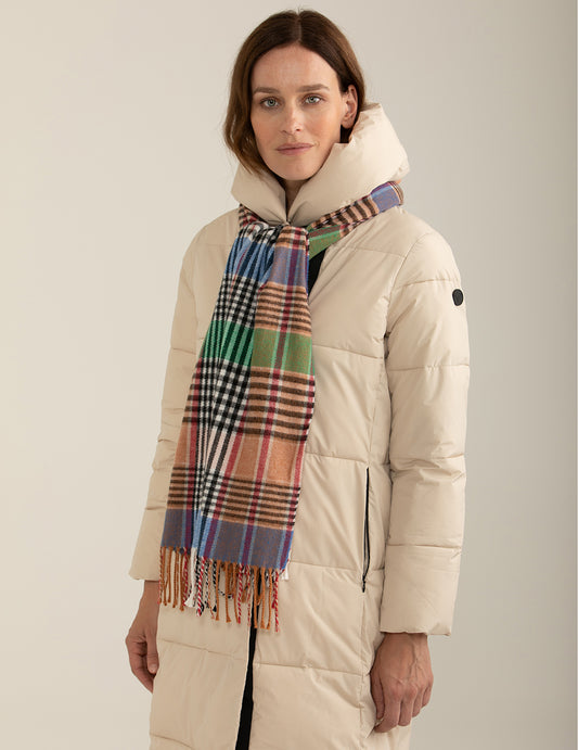 ALT03Dyed-thread pashmina with check pattern woman blue fw24w01zs cc-a0601 Dyed-thread pashmina with check pattern