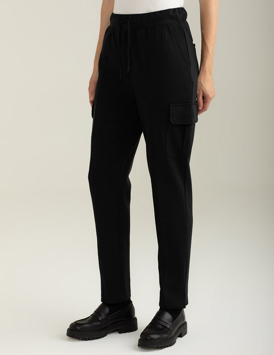 Pantalone in felpa interlock tasconato donna black fw24w04pf cc-a0951