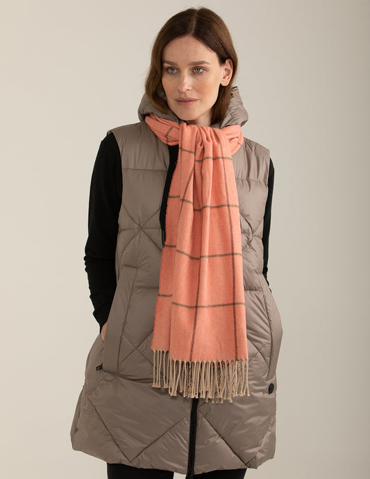 Dyed-thread pashmina with check pattern woman peach fw24w02zs cc-a0206 Dyed-thread pashmina with check pattern