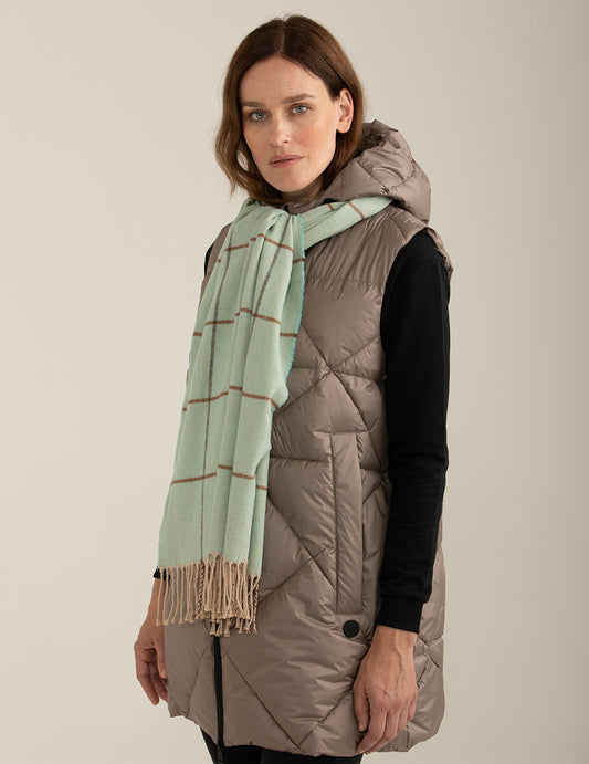 ALT03Dyed-thread pashmina with check pattern woman green fw24w02zs cc-a0801 Dyed-thread pashmina with check pattern