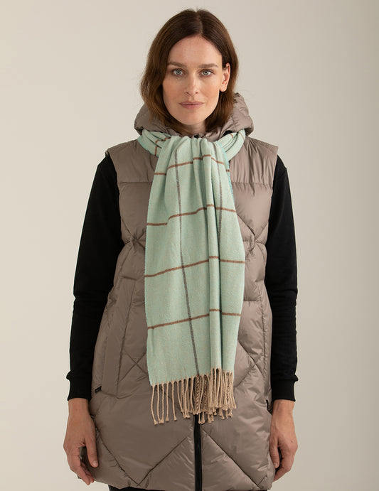 Dyed-thread pashmina with check pattern woman green fw24w02zs cc-a0801 Dyed-thread pashmina with check pattern