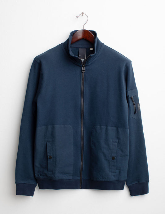 Full Zip Sweatshirt Stand-Up Collar man blue fm25s07fz cc-a0601 Full Zip Sweatshirt Stand-Up Collar