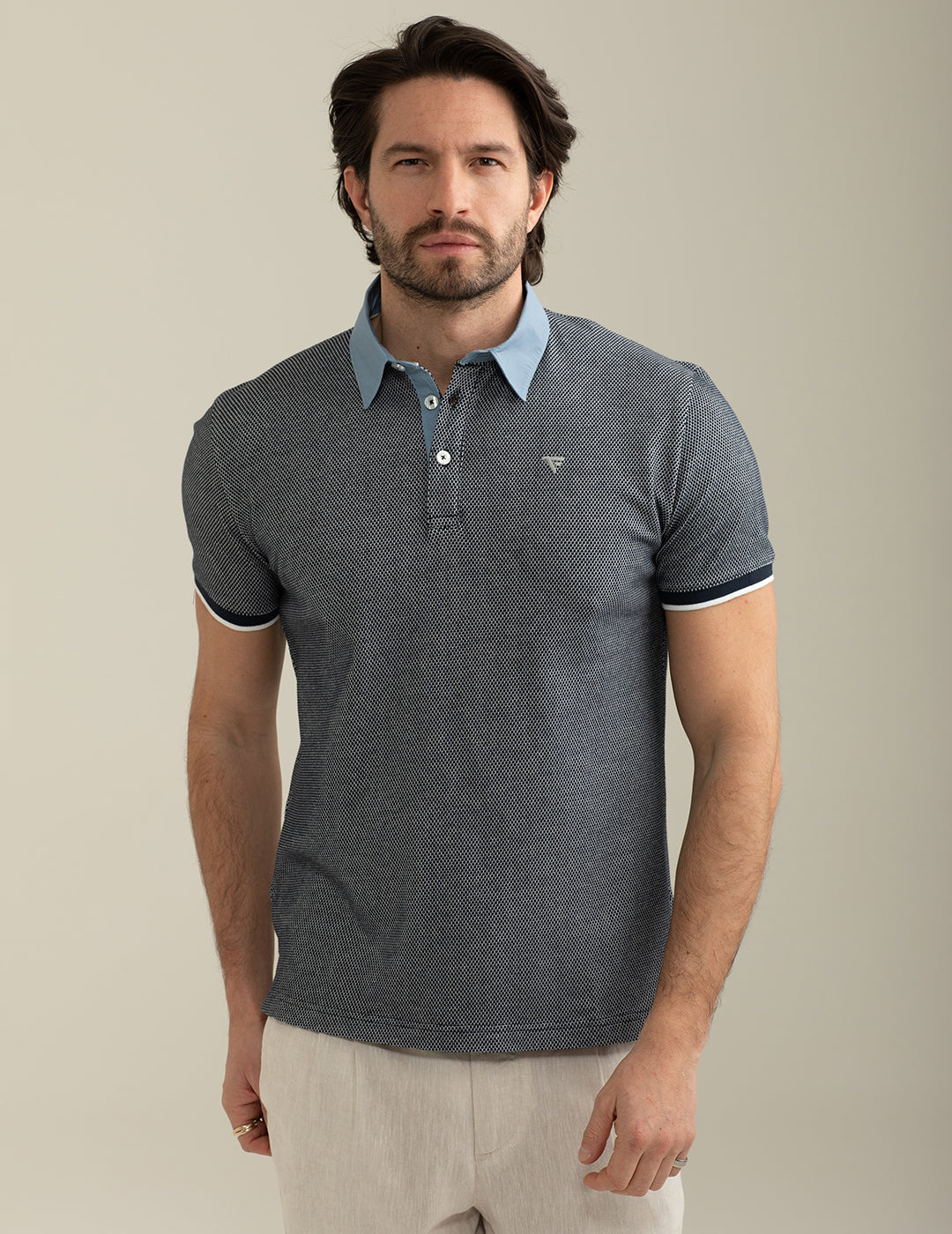 Stretch jersey polo man blue fm25s17qc cc-a0601 Stretch jersey polo