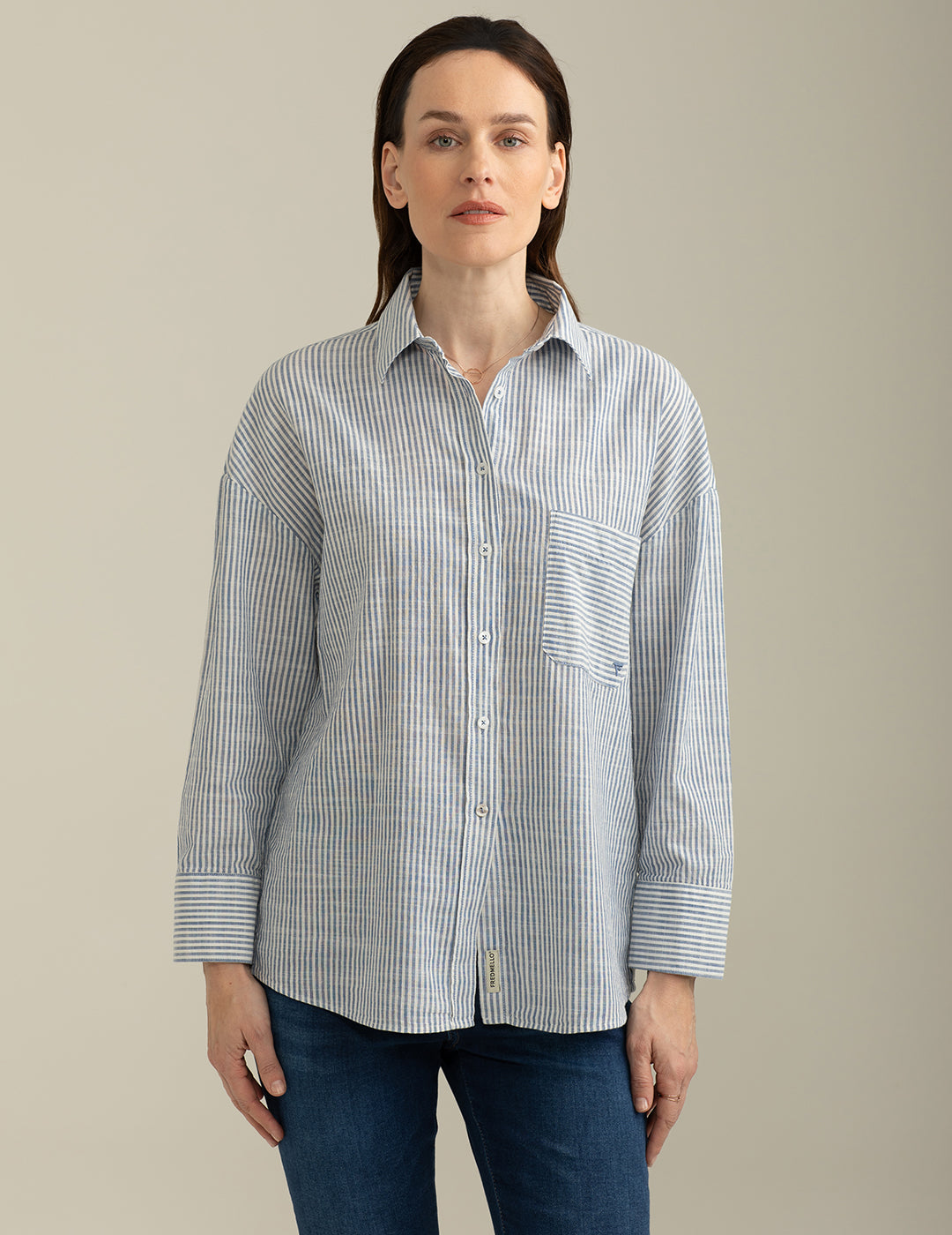 Camicia Manica Lunga in Cotone Fiammato Tintofilo donna blue fw25s06ct cc-a0601 Camicia Manica Lunga in Cotone Fiammato Tintofilo